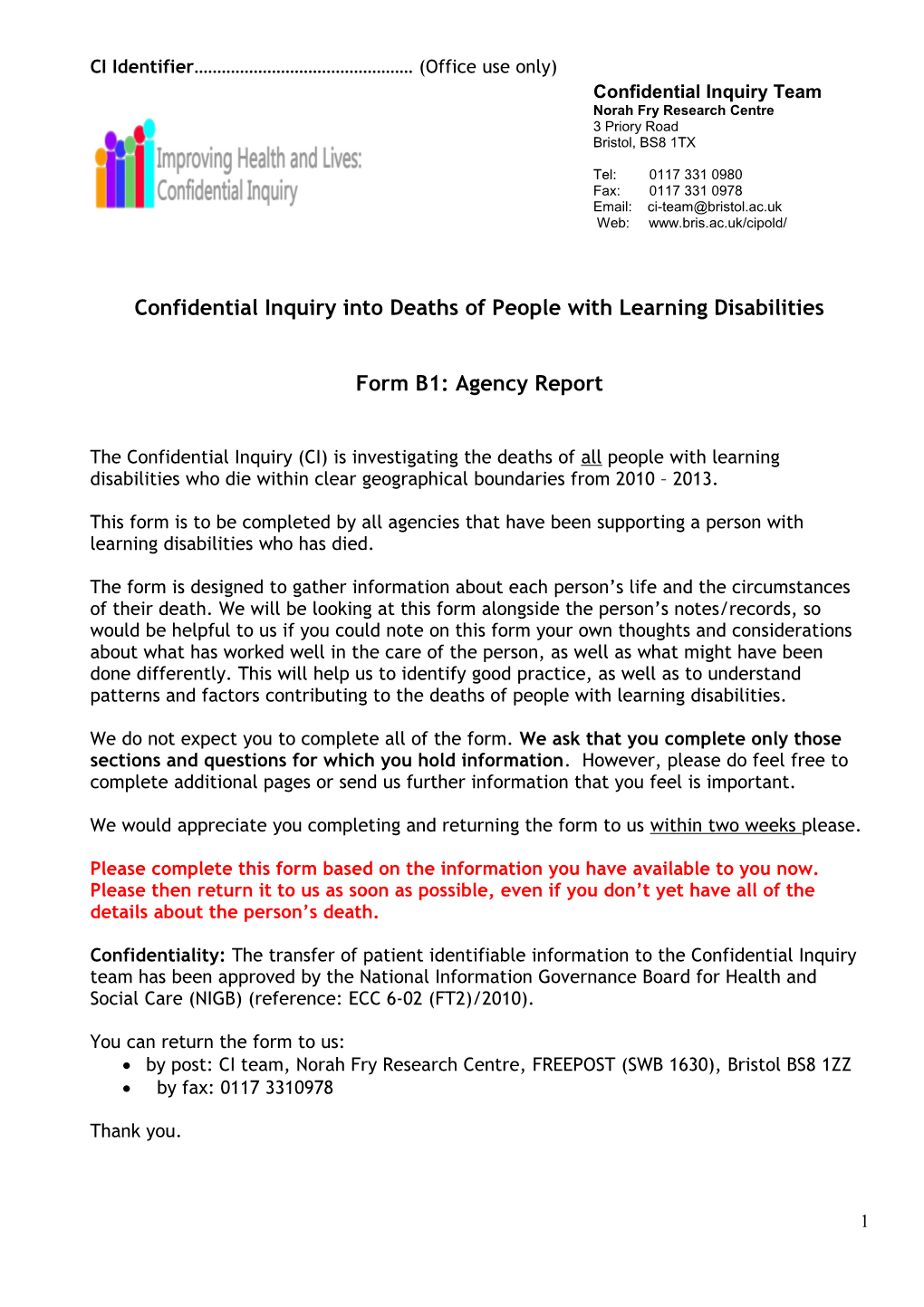 Confidential Inquiry Into Deaths of People with Learning Disabilities