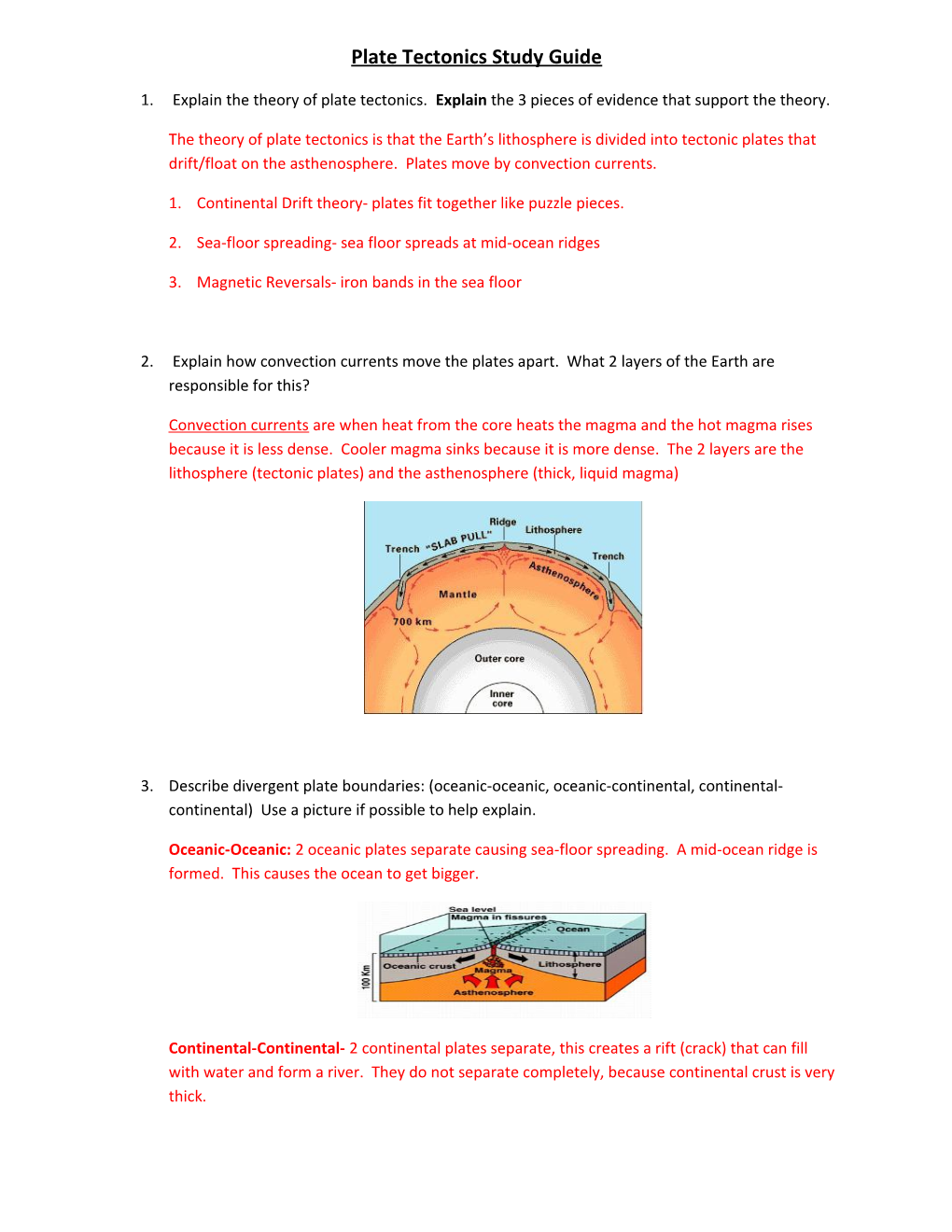 Plate Tectonics Study Guide
