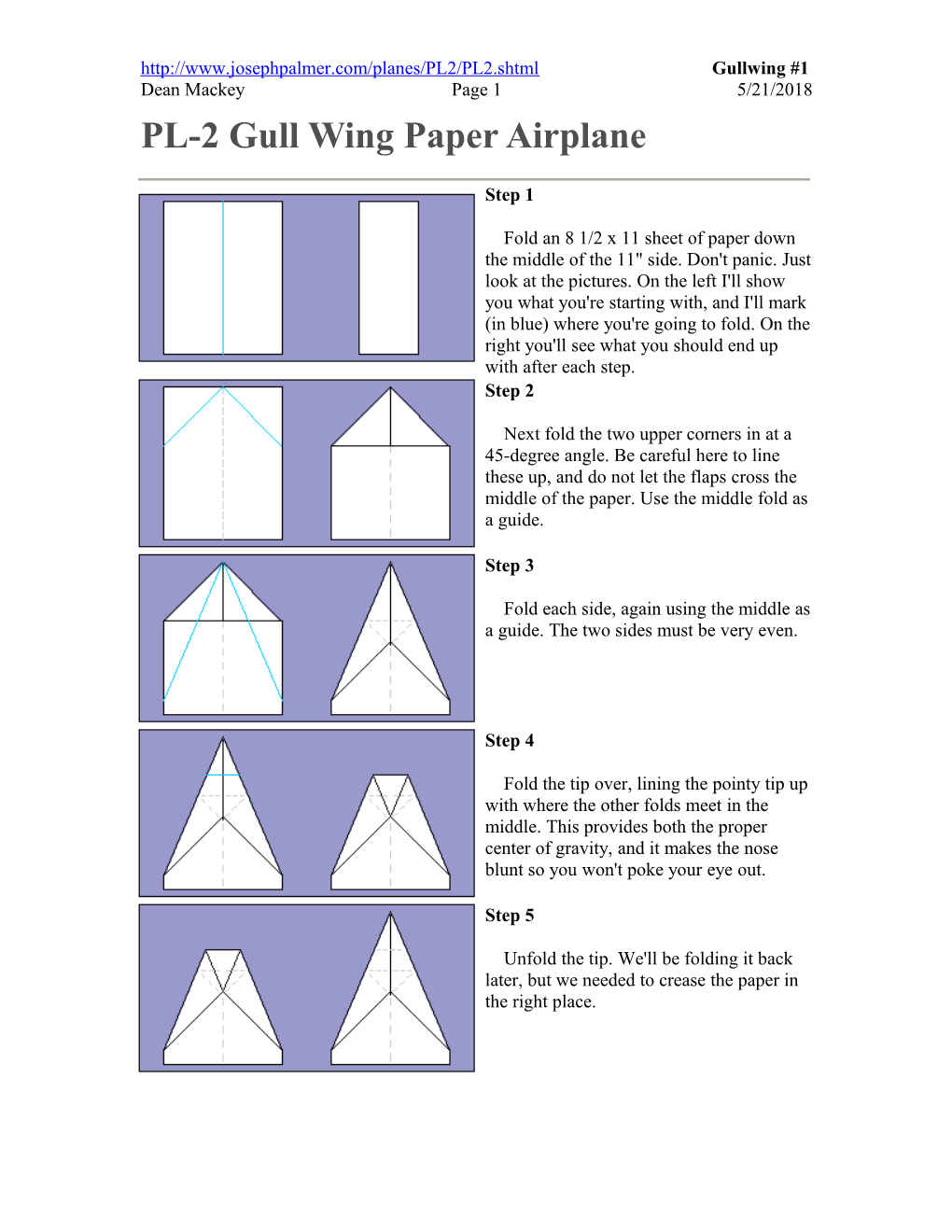 PL-2 Gull Wing Paper Airplane