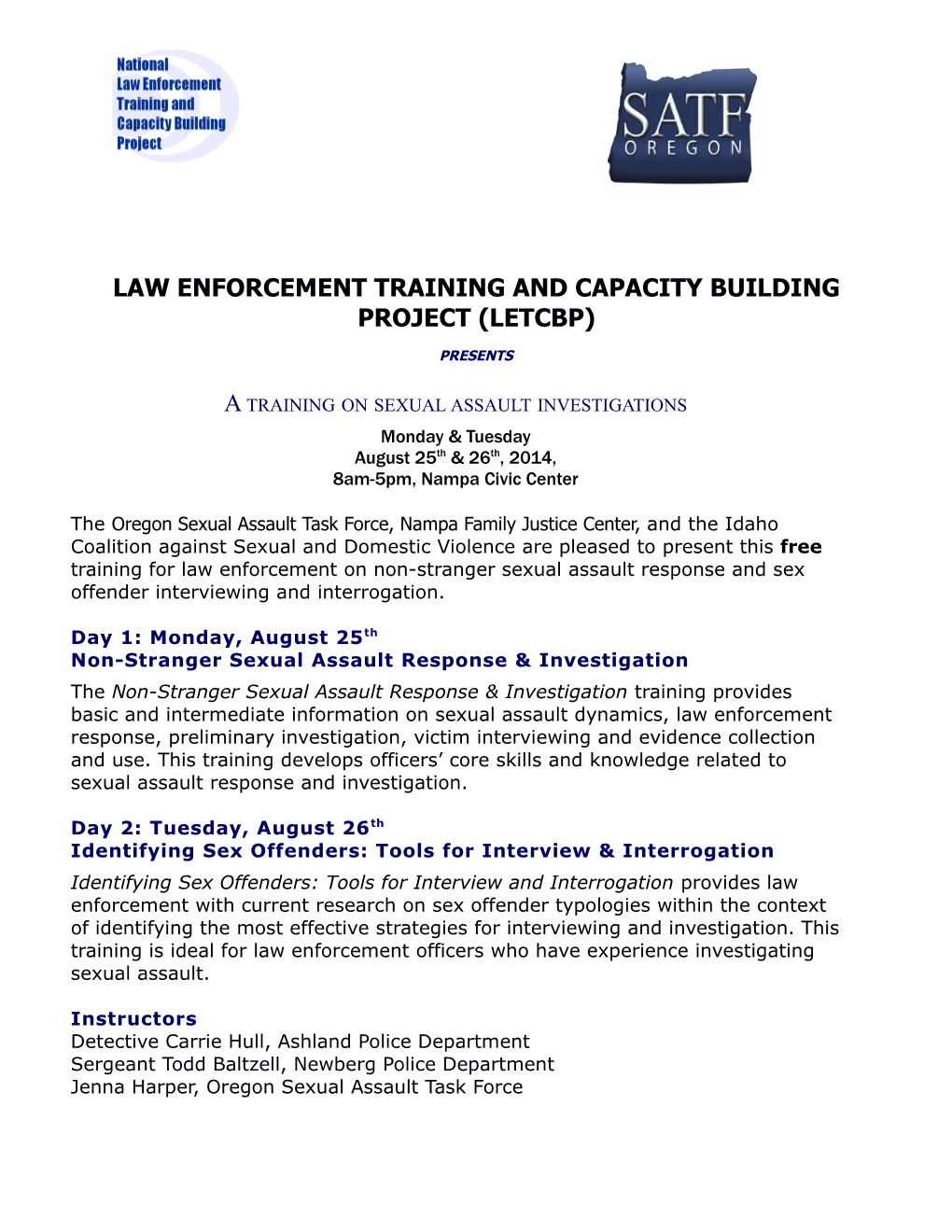 Law Enforcement Training and Capacity Building Project (Letcbp)