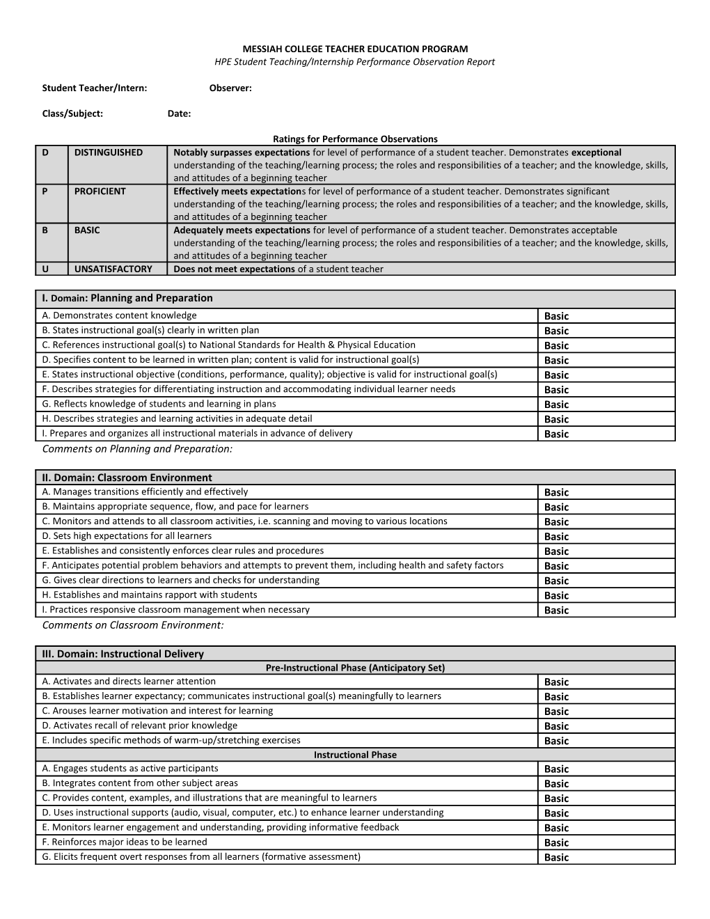 Messiah College Teacher Education Program