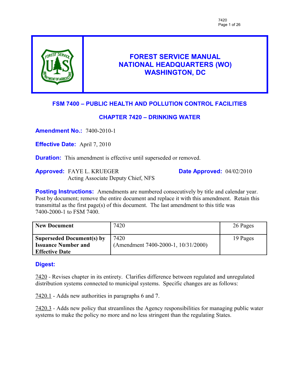 Fsm 7400 Public Health and Pollution Control Facilities