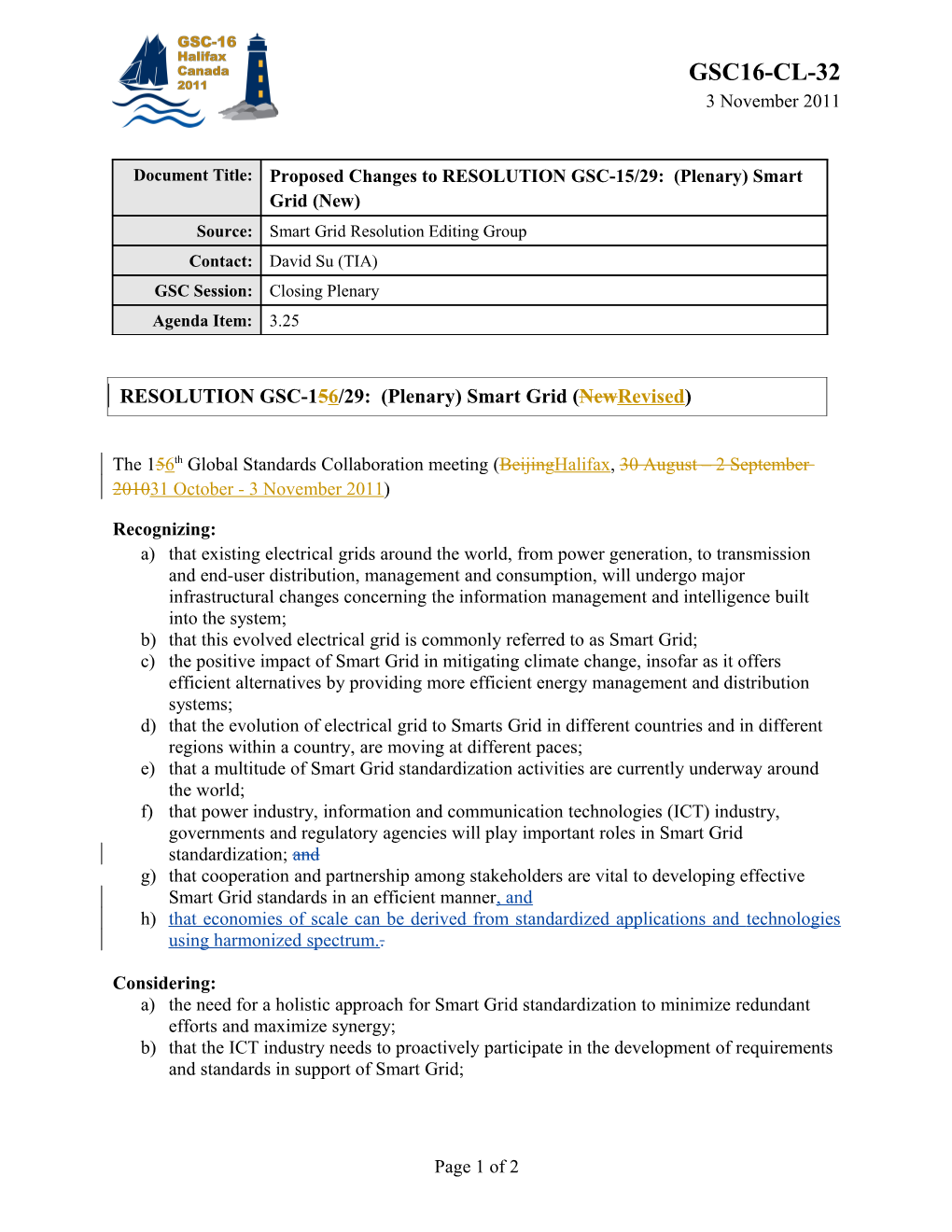 Draft Resolution GSC-16/29: (Plenary) Smart Grid (Revised)