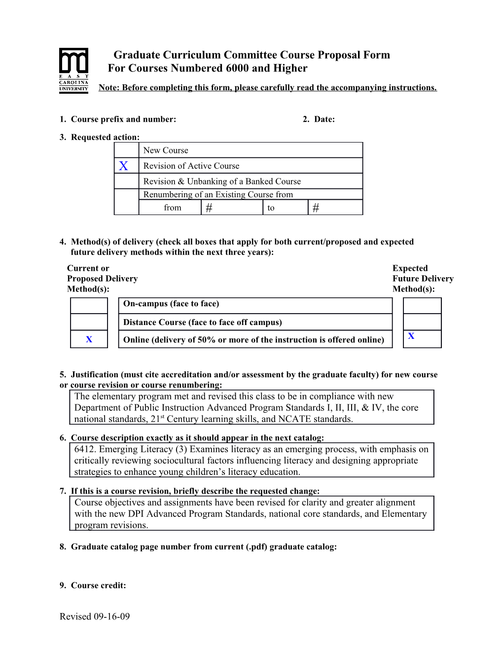 For Courses Numbered 6000 and Higher