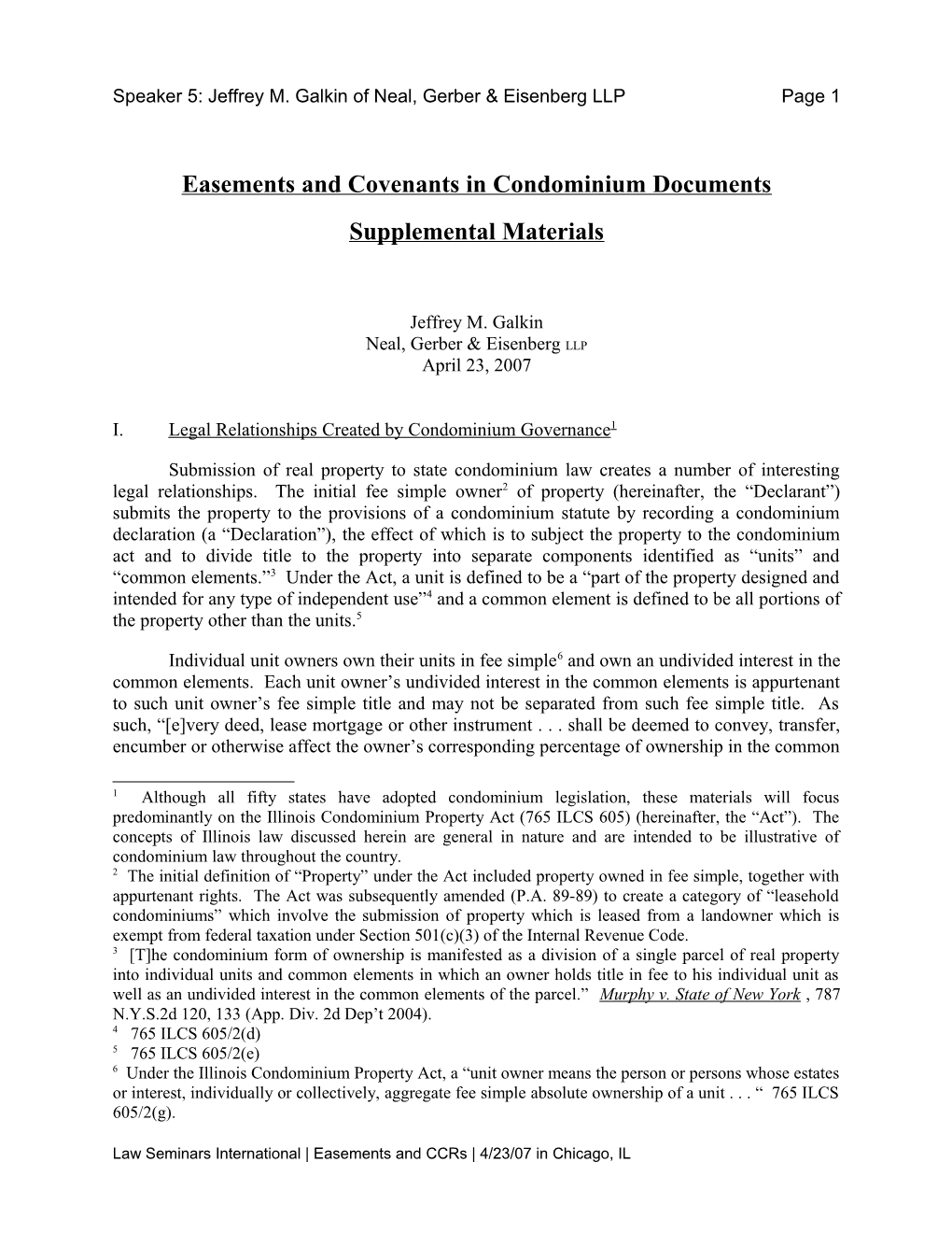 Easements and Covenants in Condominium Documents