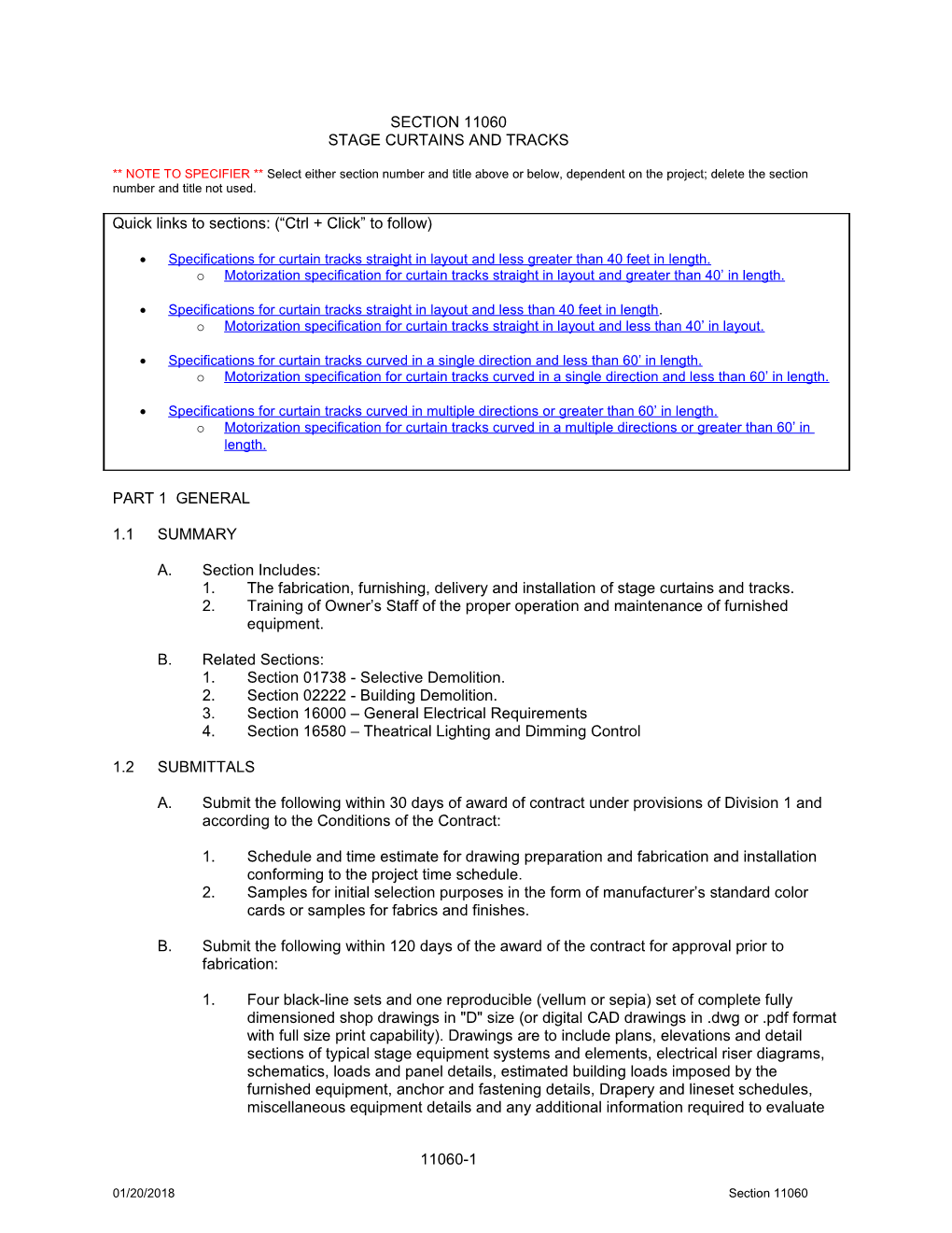 General Rigging Specifications