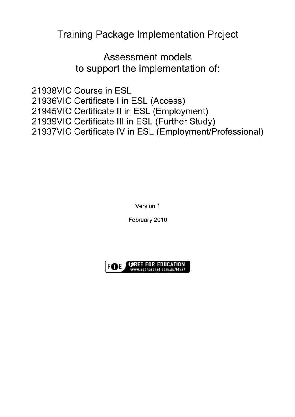 Training Package Implementation Project