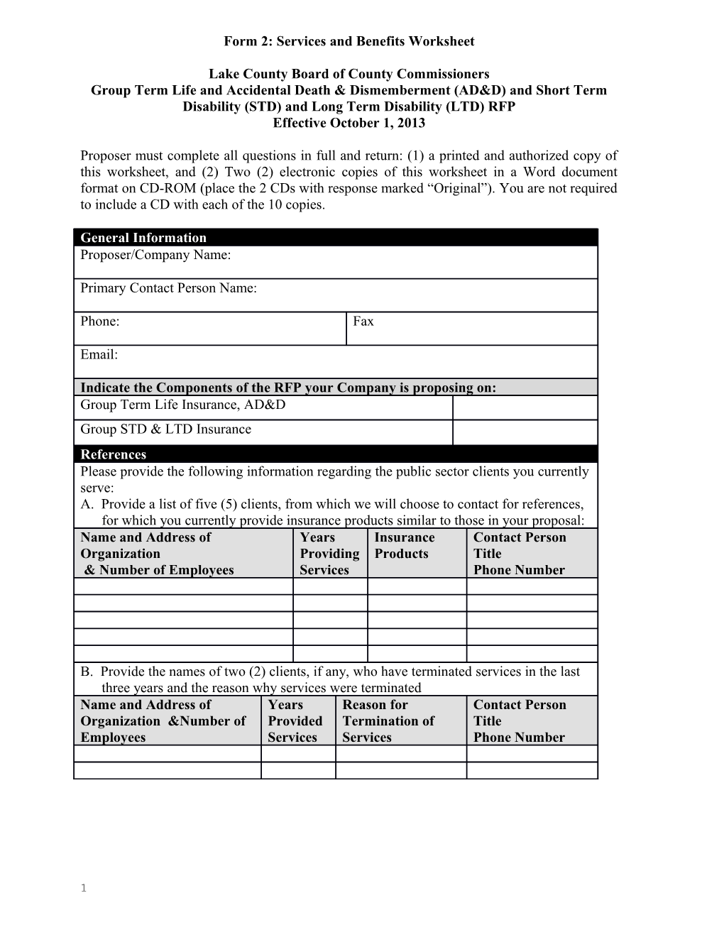 Form 2: Services and Benefits Worksheet