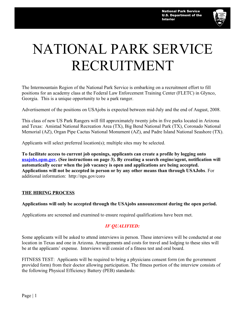 The Intermountain Region of the National Park Service Is Embarking on a Recruitment Effort