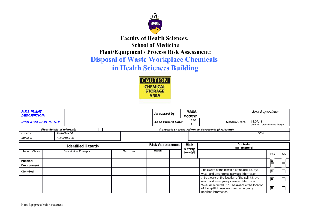 Record of Risk Assessment s2