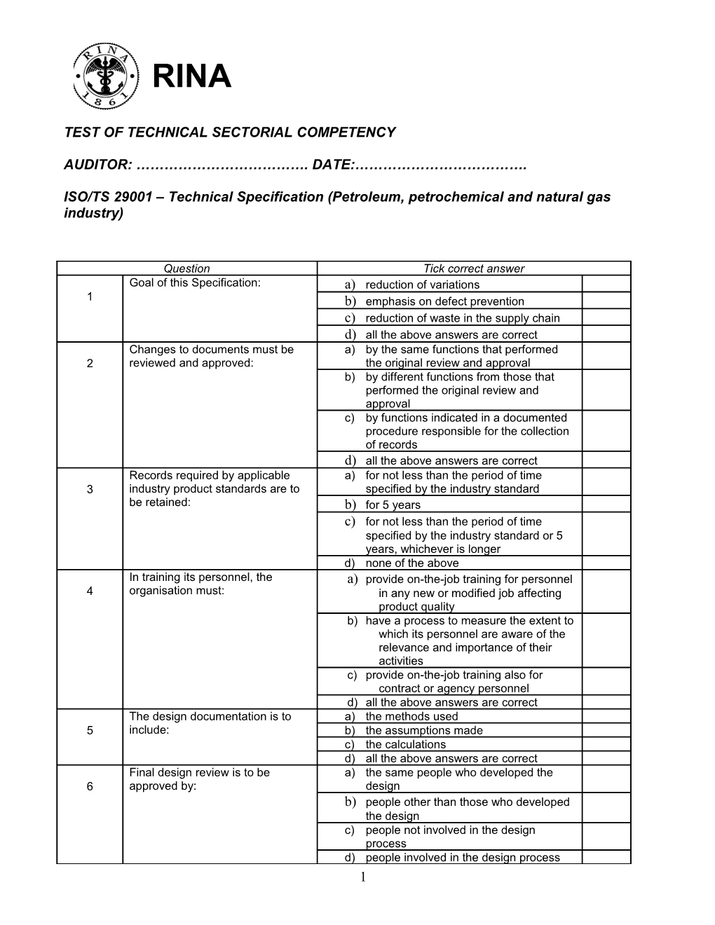 Ukas-Sincert Joint Audit Qms/Ems Head Office 27 June 2008 Corrective Action Finding N 1