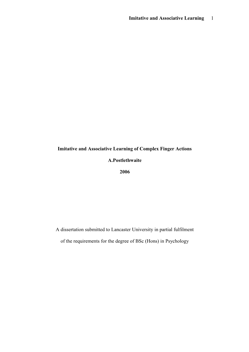 Imitative and Associative Learning of Complex Finger Actions