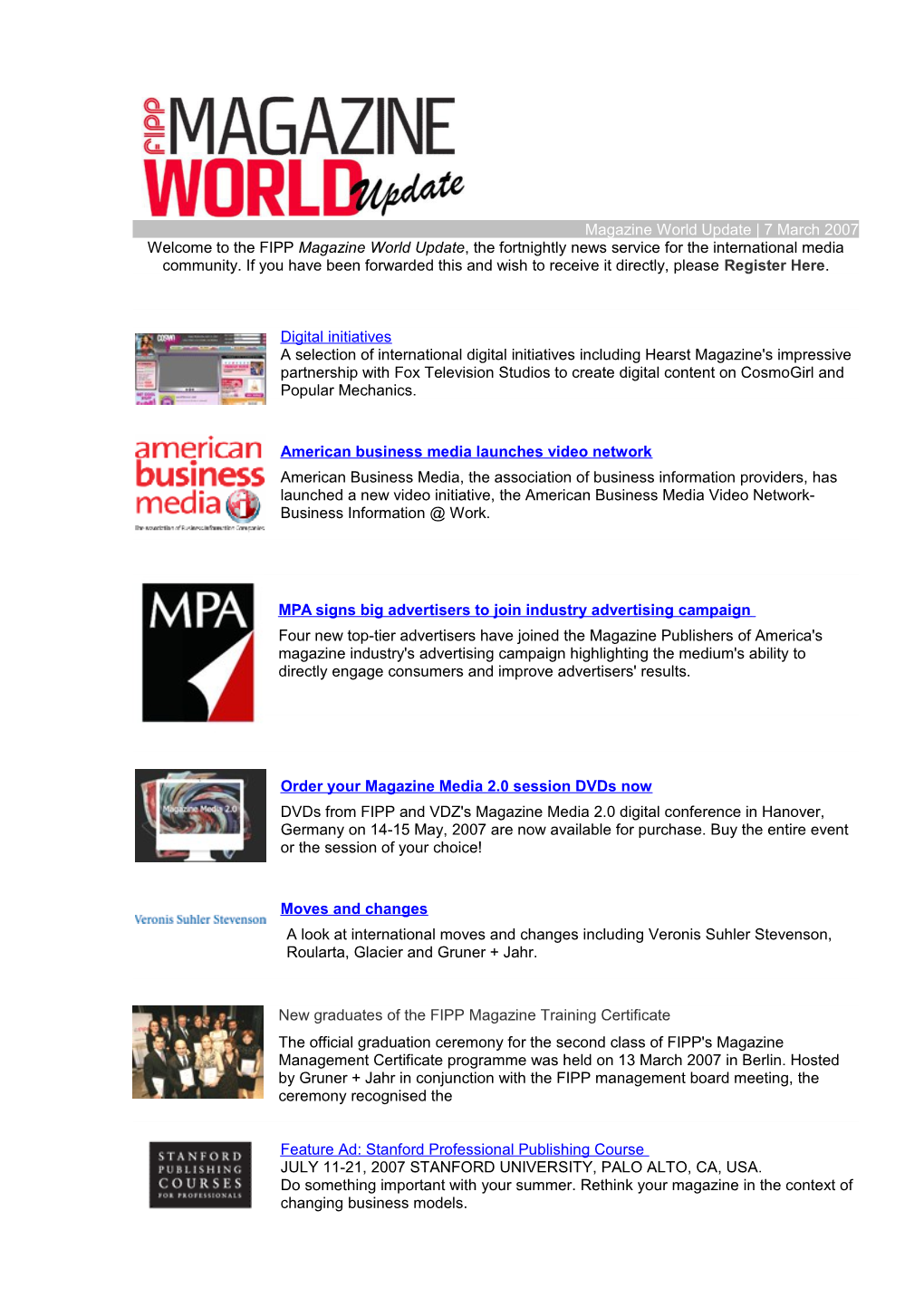 Magazine World Update 7 March 2007