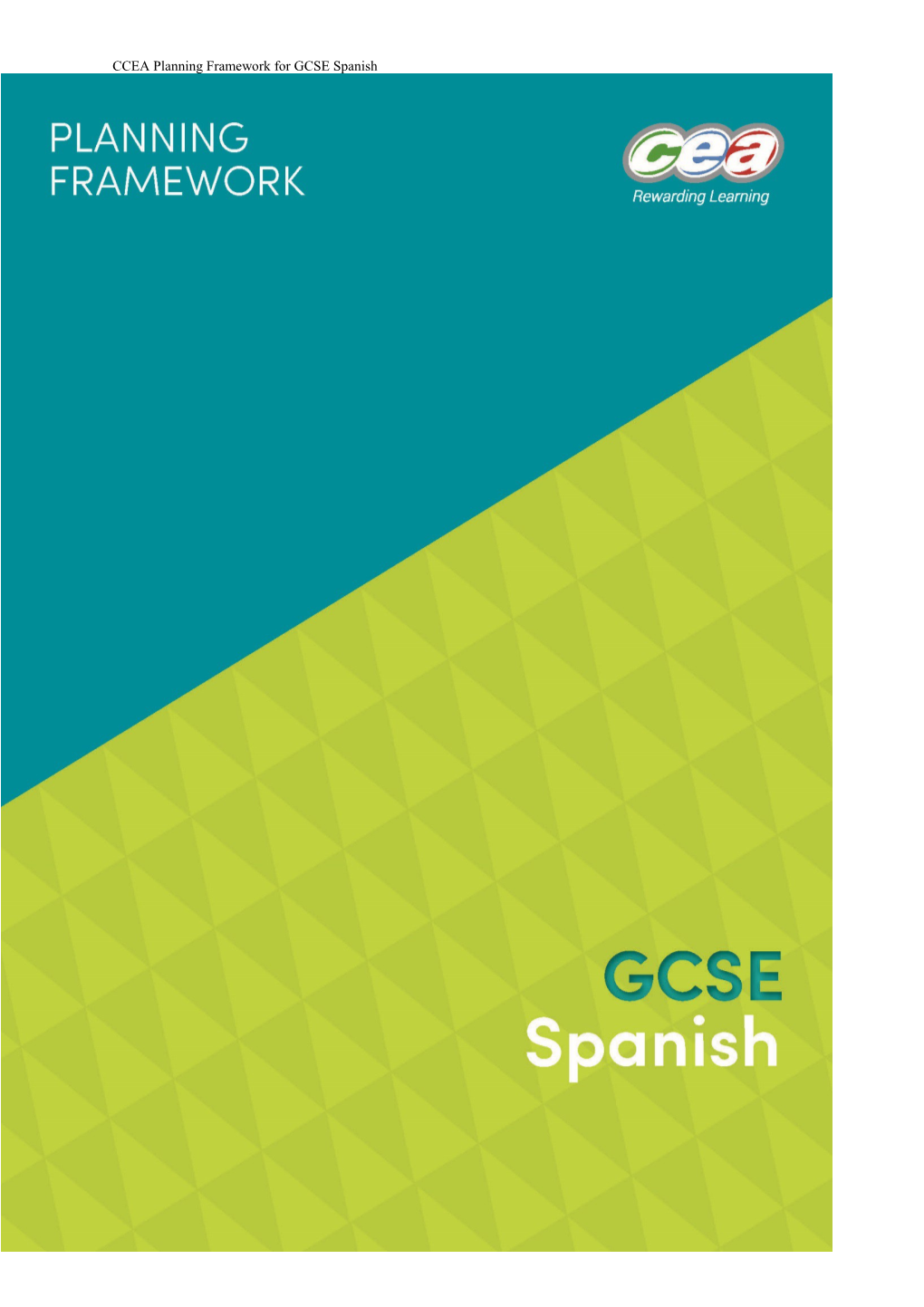 CCEA Planning Framework for GCSE Spanish