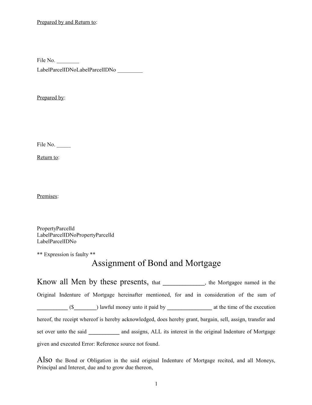 Assignment of Bond and Mortgage