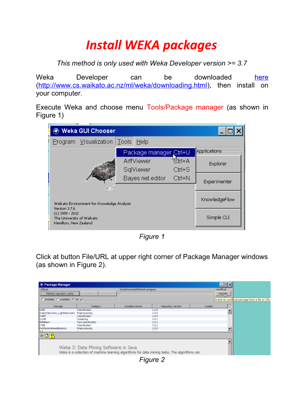 Install WEKA Packages