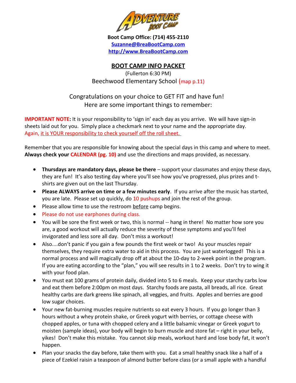 Boot Camp Info Packet