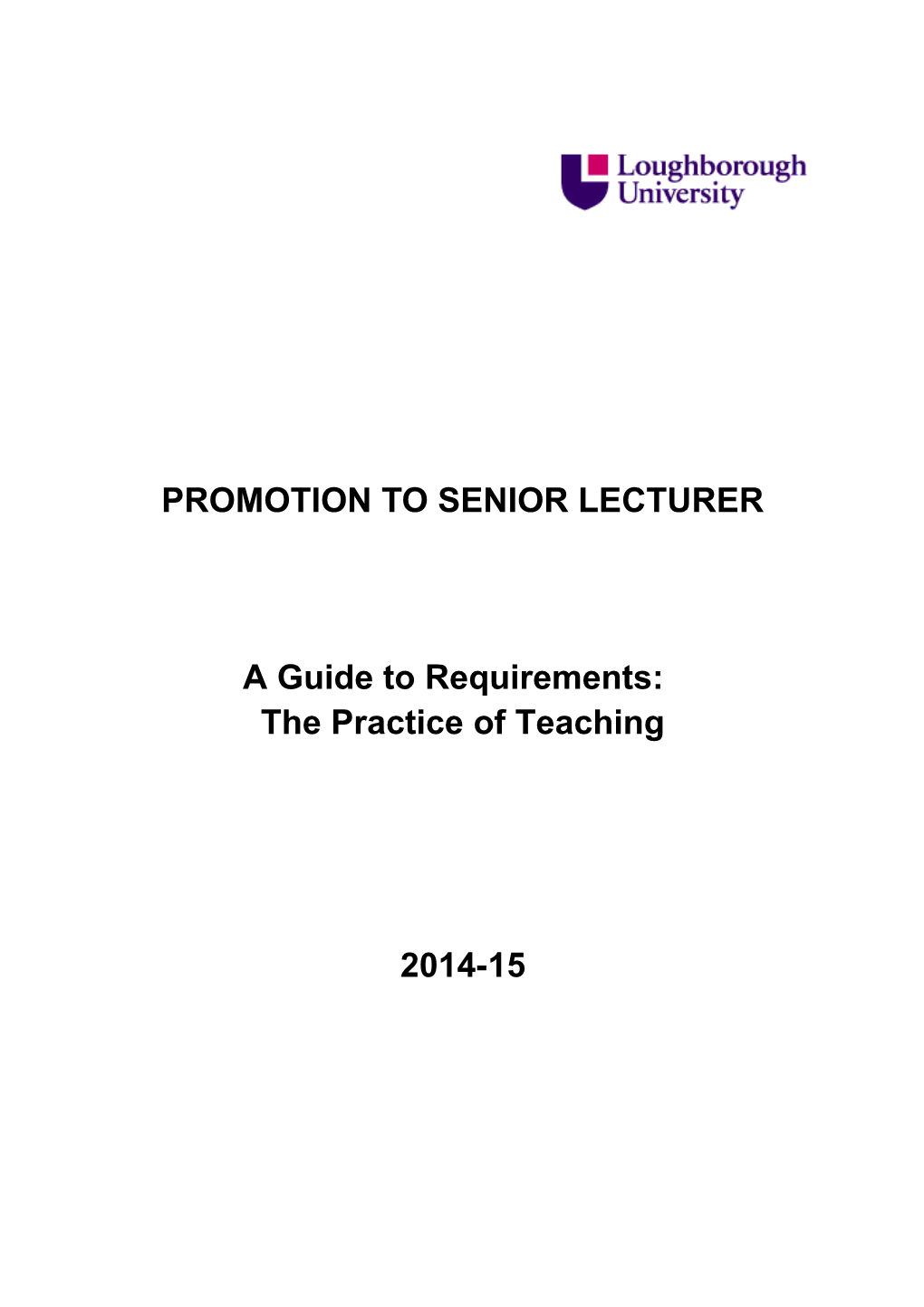 Promotions to Senior Lecturer