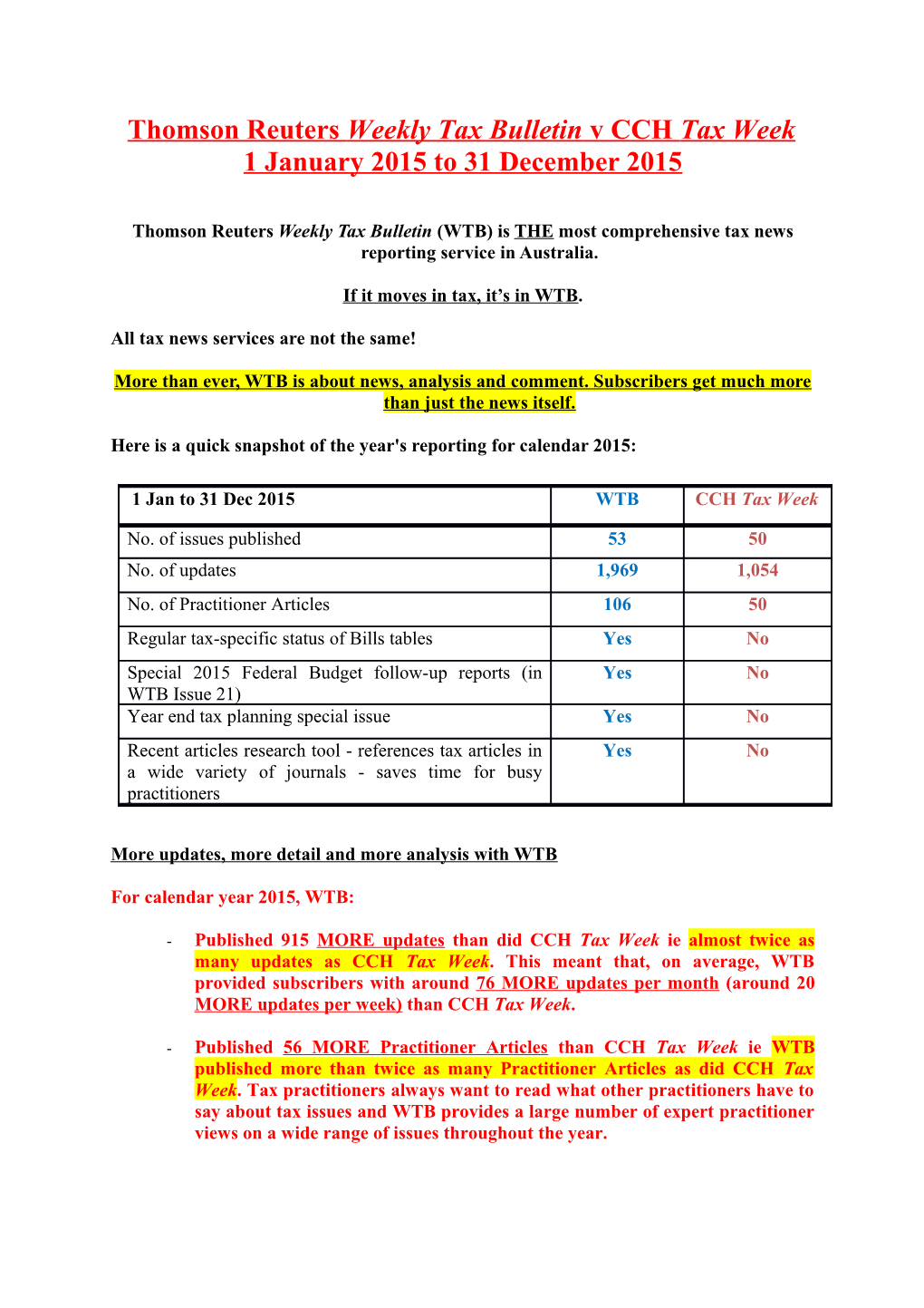 Thomson ATP Weekly Tax Bulletin V CCH Tax Week