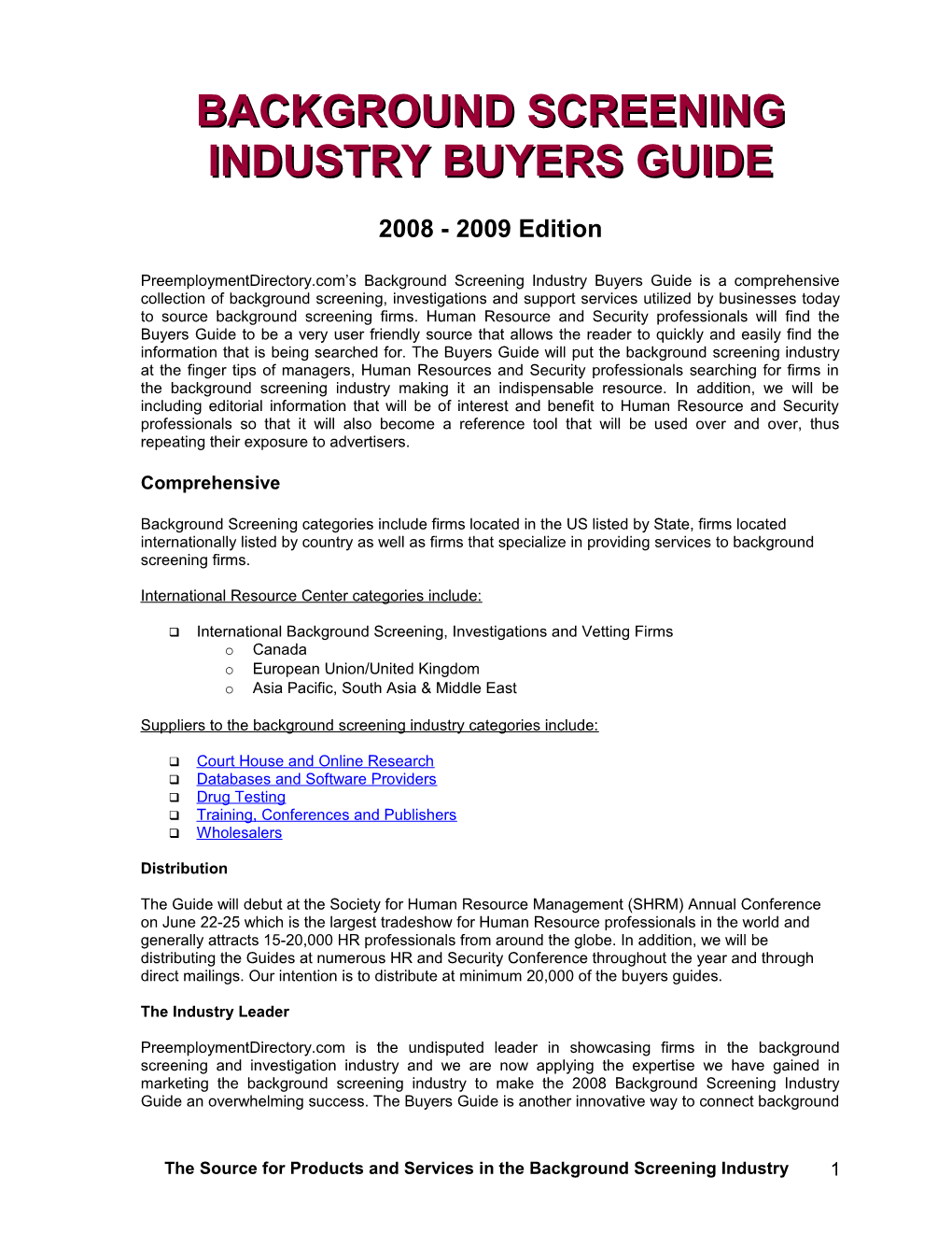 Background Screening Industry Buyers Guide