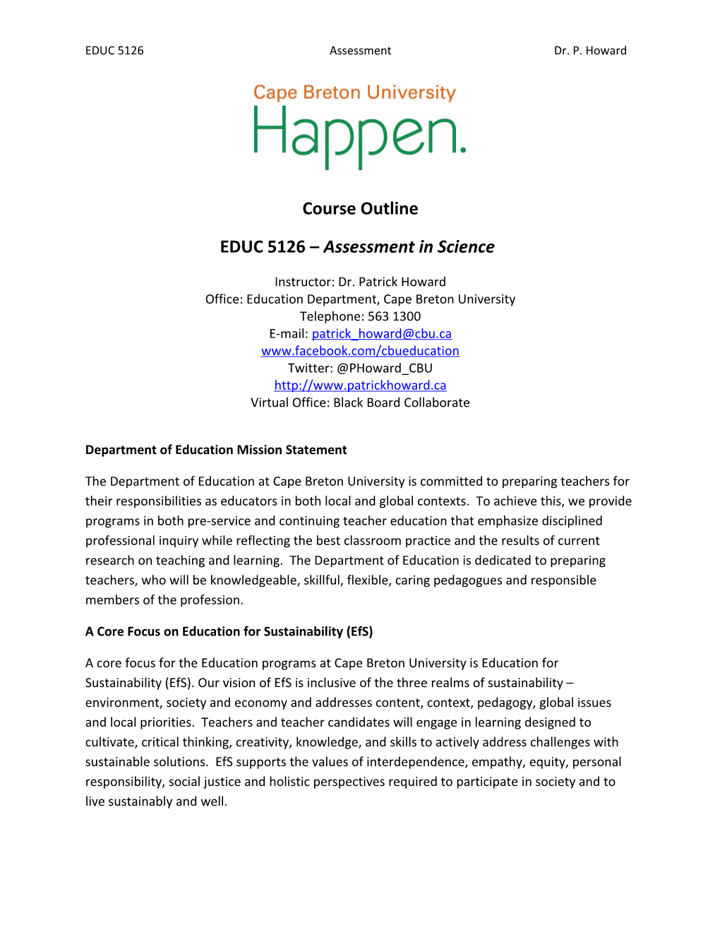 EDUC 5126 Assessment Dr. P. Howard