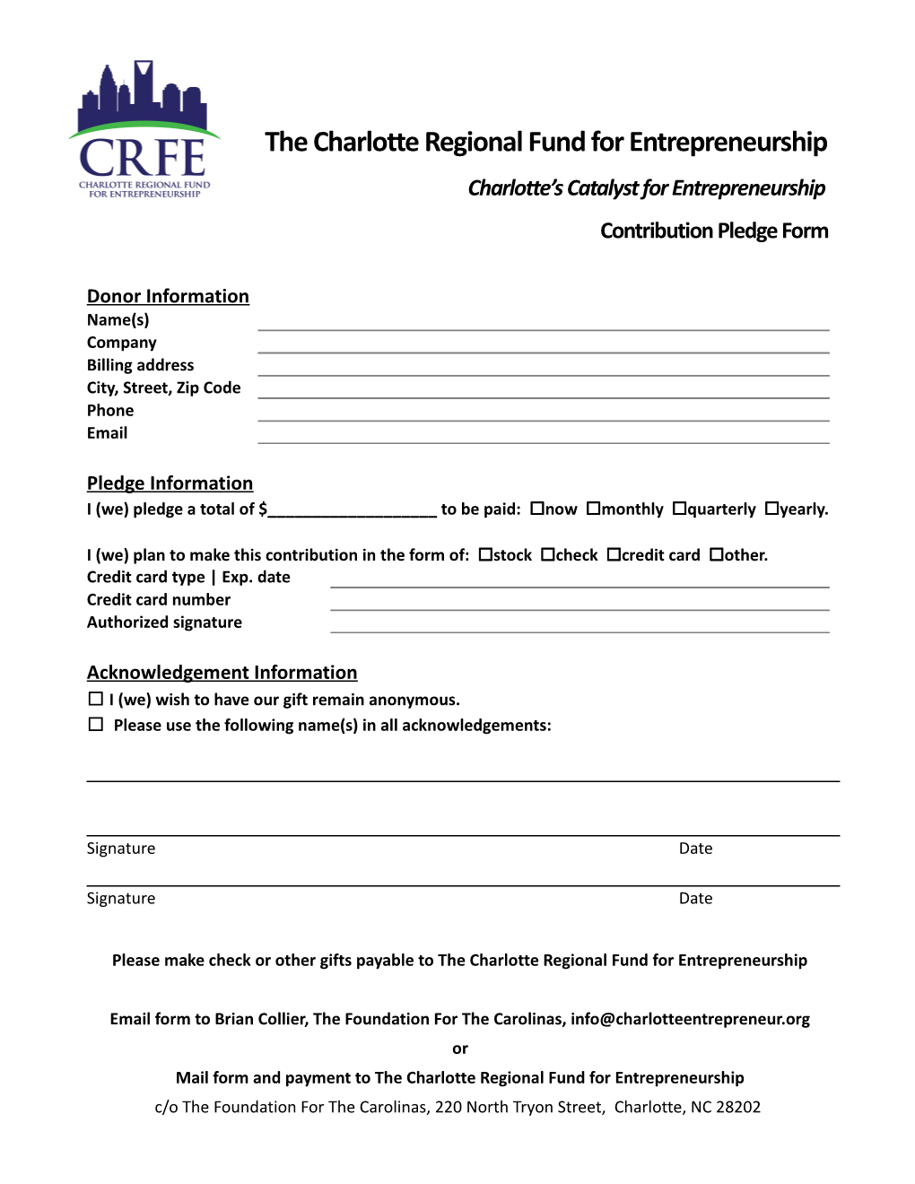 The Charlotte Regional Fund for Entrepreneurship