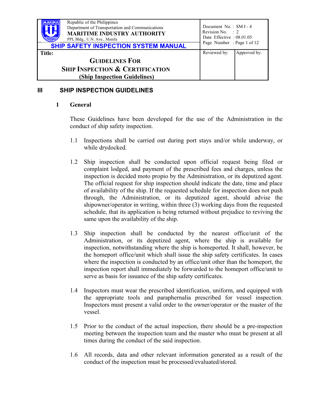 Ship Safety Inspection System Manual