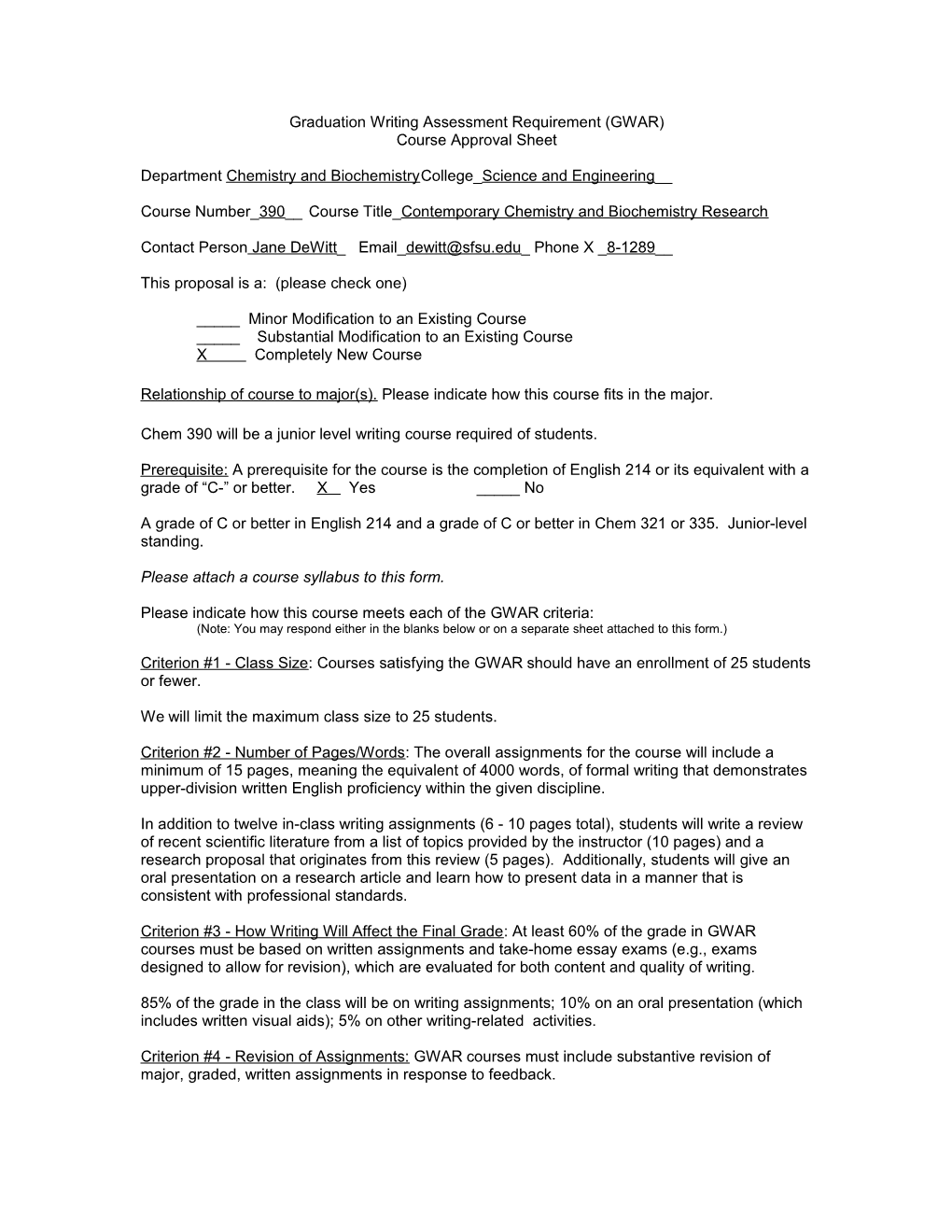 Graduation Writing Assessment Requirement (GWAR)