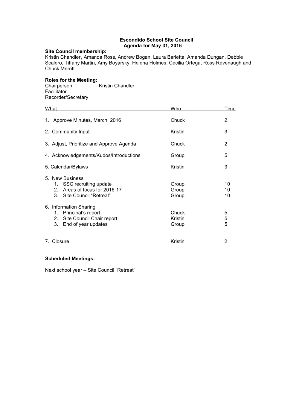 Escondido School Site Council