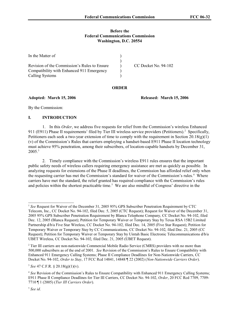 Federal Communications Commission FCC 06-32