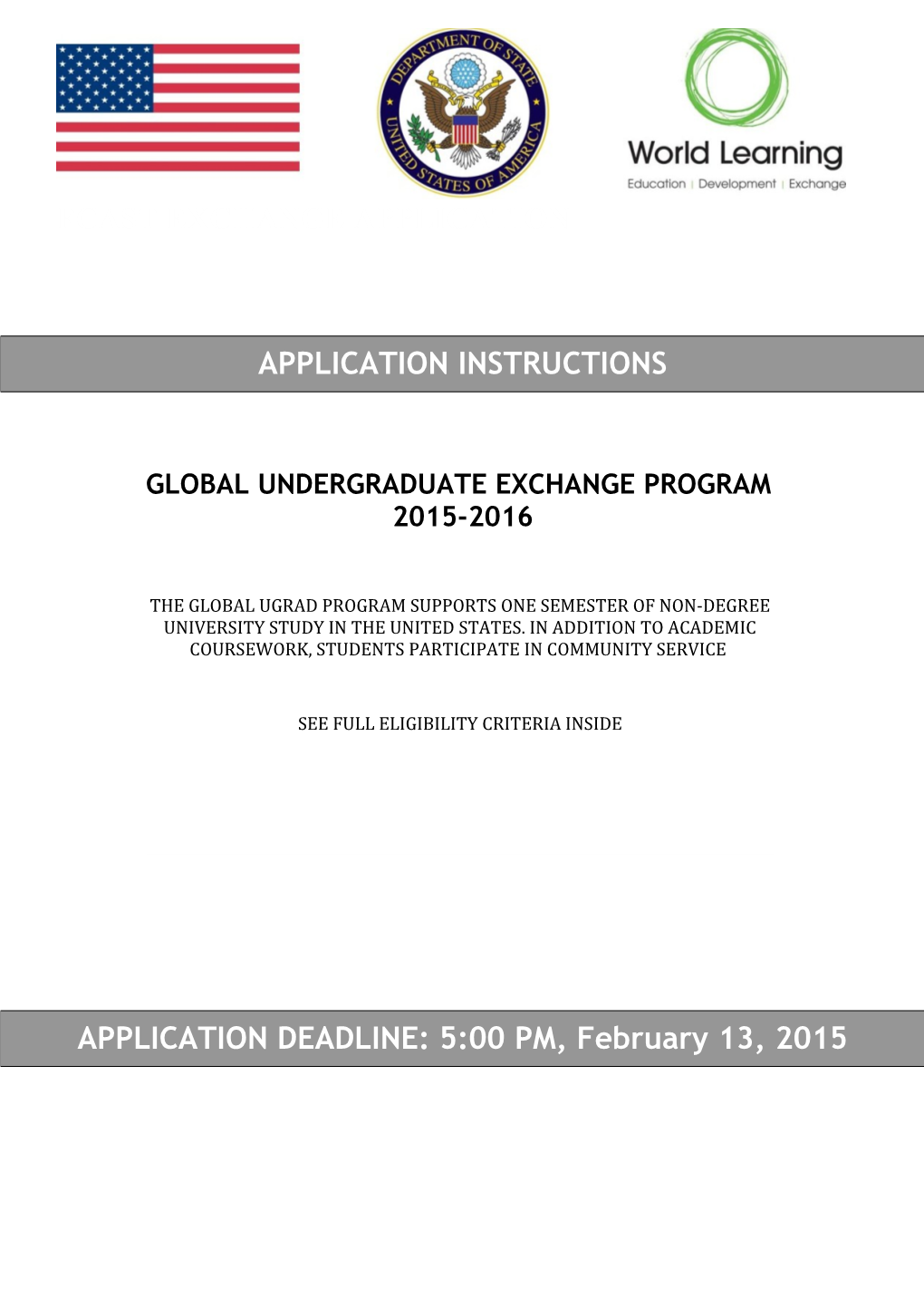 Global UGRAD Exchange Program2015-2016