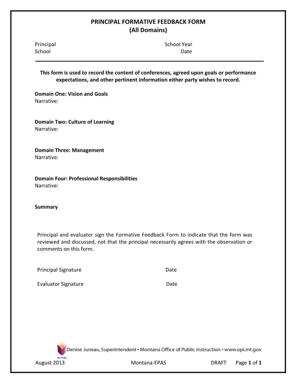 Principal Formative Feedback Form