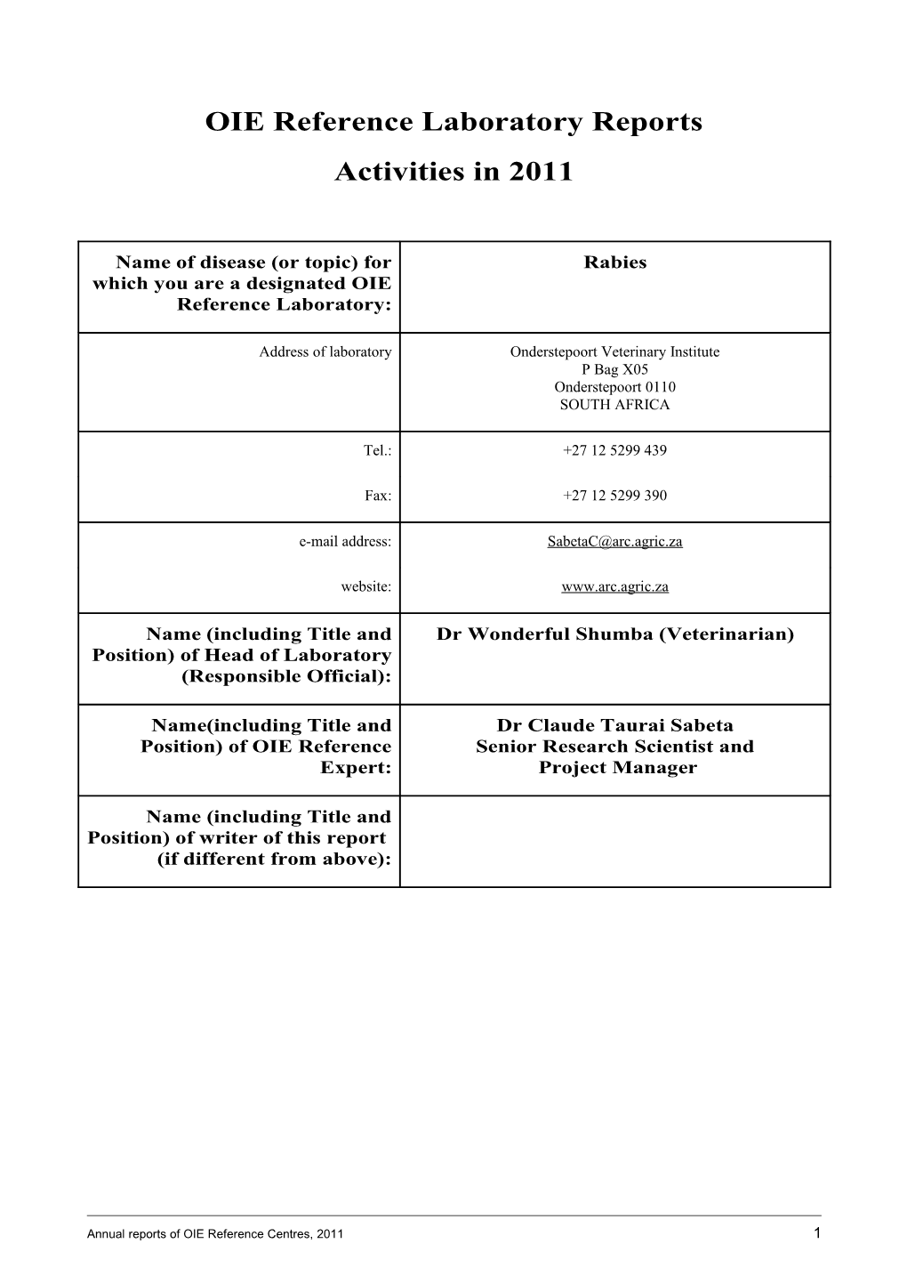 OIE Reference Laboratory Reports s9