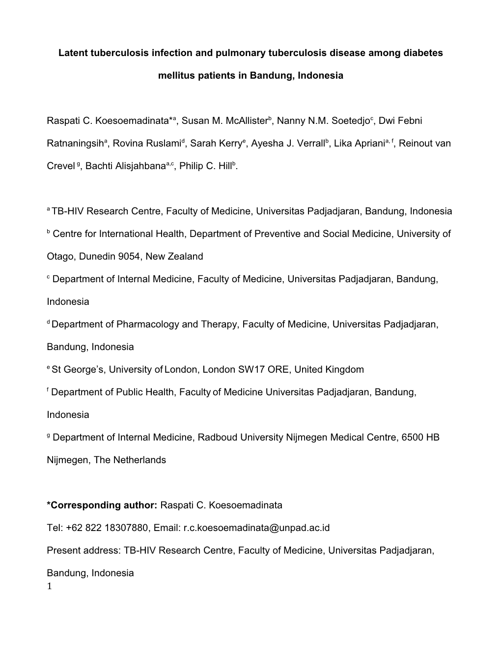 Latent Tuberculosis Infectionand Pulmonary Tuberculosis Disease Among Diabetes Mellitus