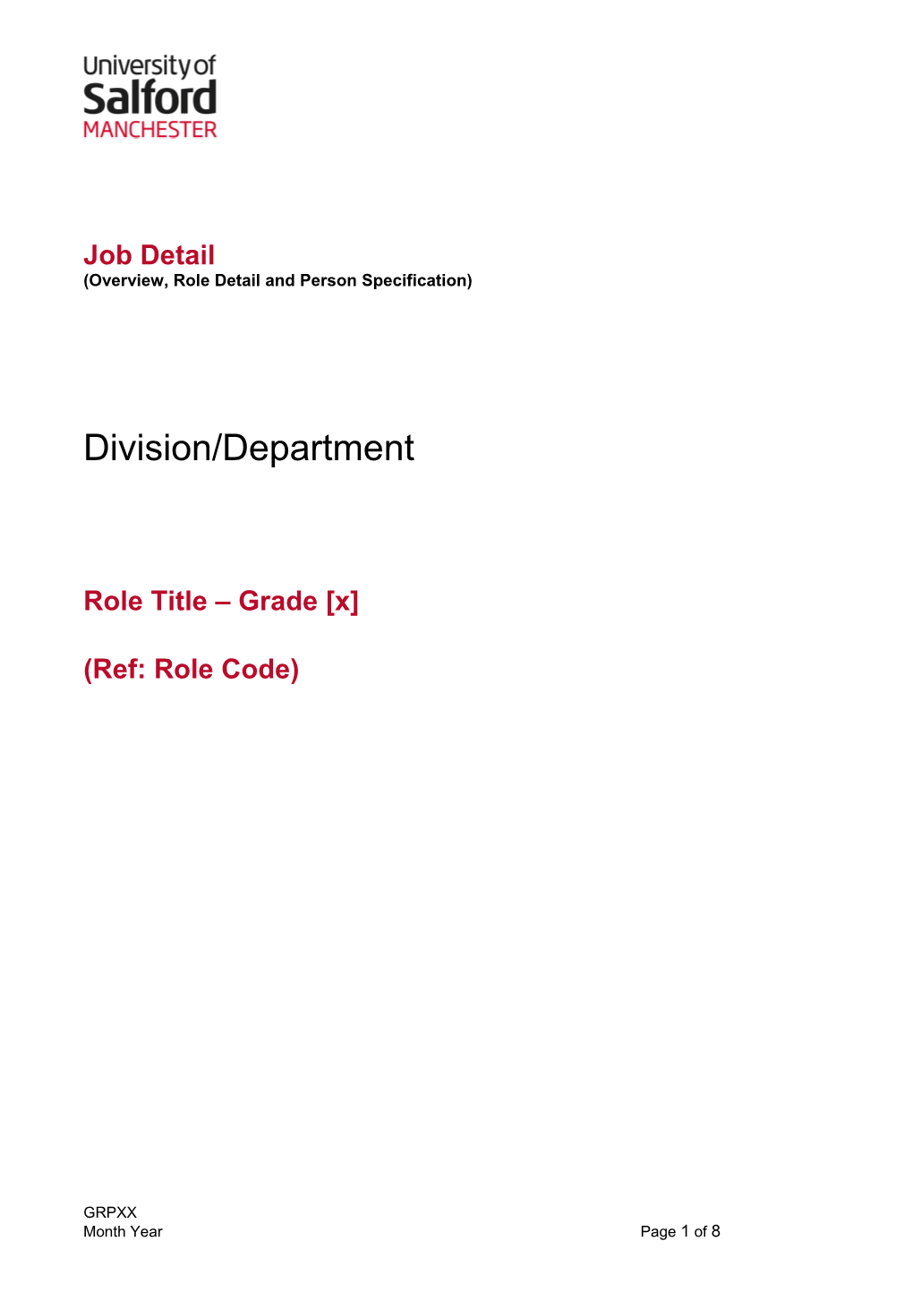 Overview, Role Detail and Person Specification s1