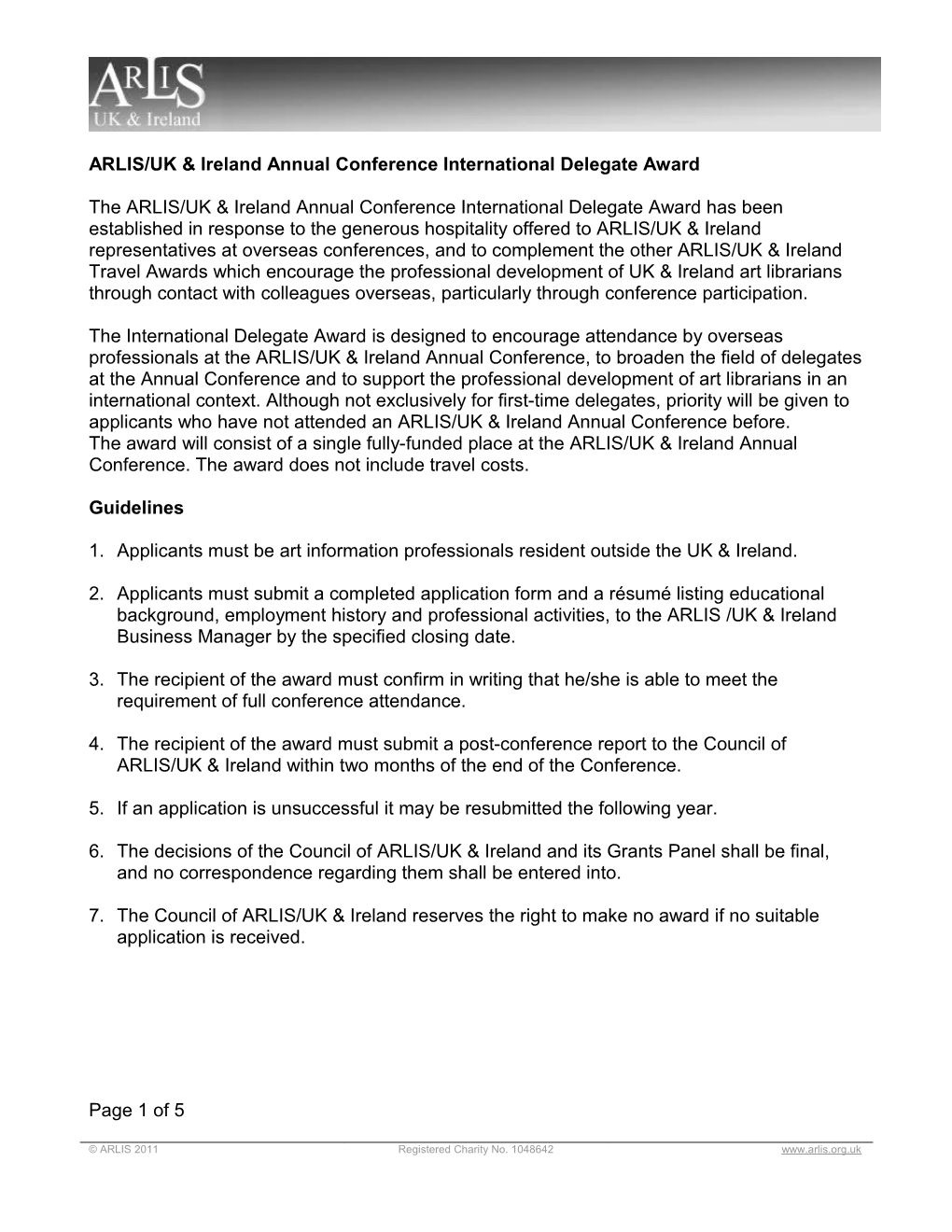ARLIS/UK & Ireland Annual Conference International Delegate Award