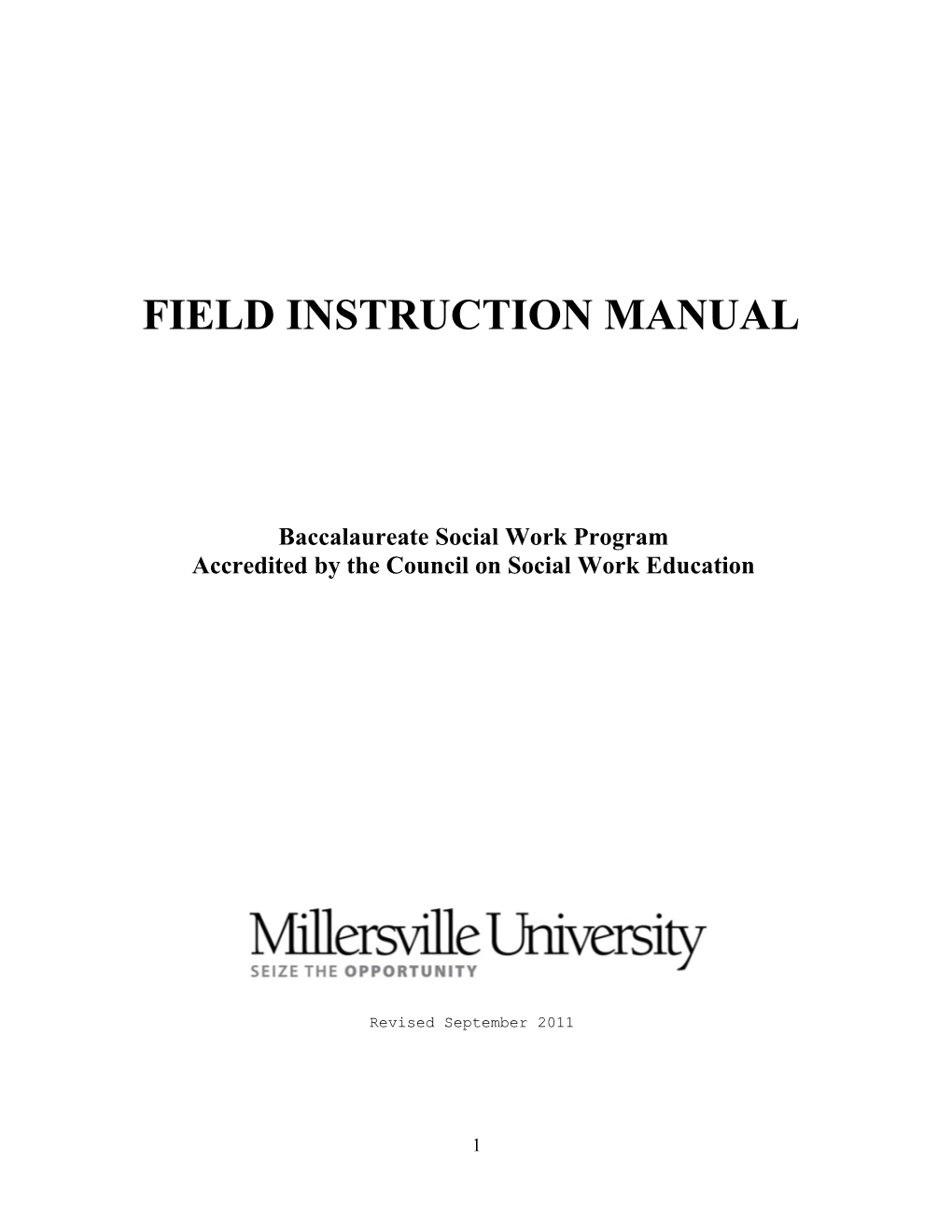 Field Instruction Manual