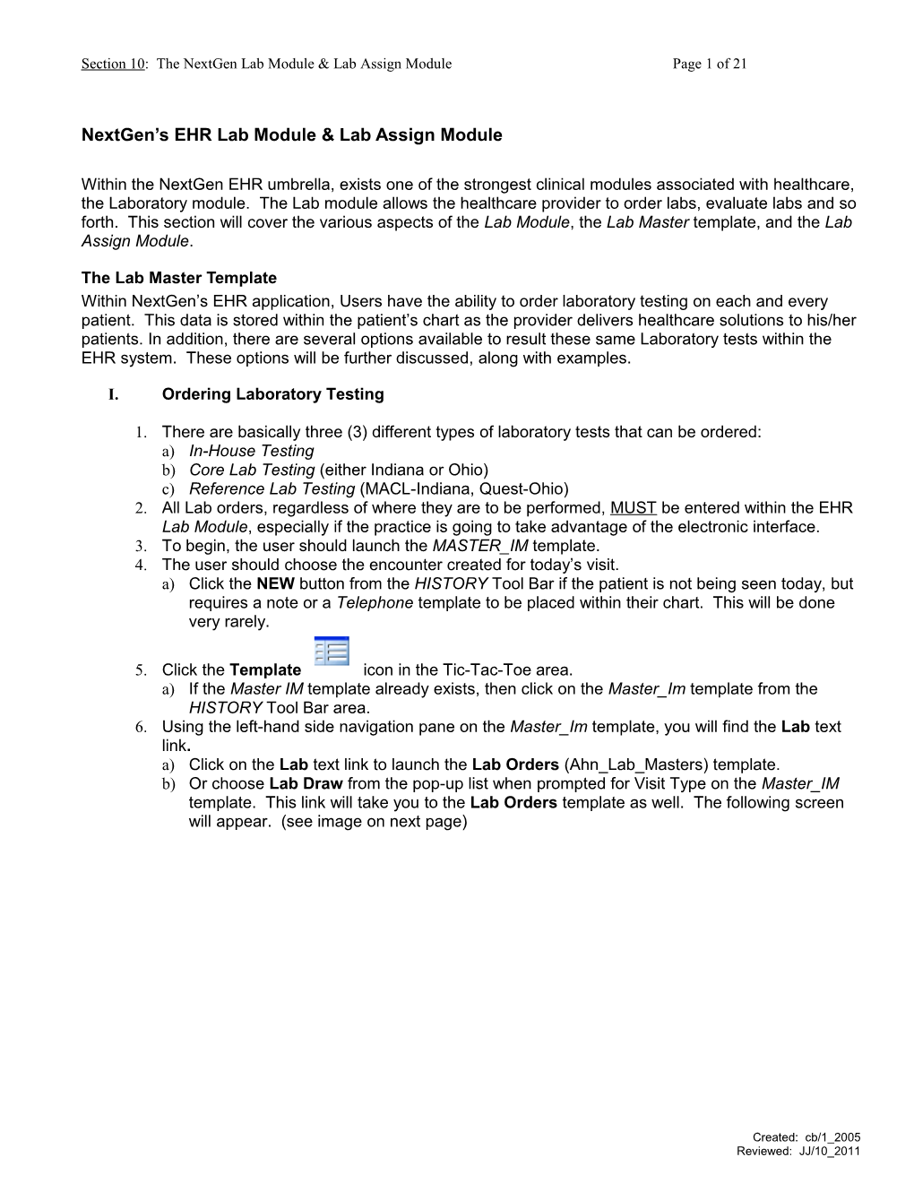 Nextgen S EHR Lab Module & Lab Assign Module