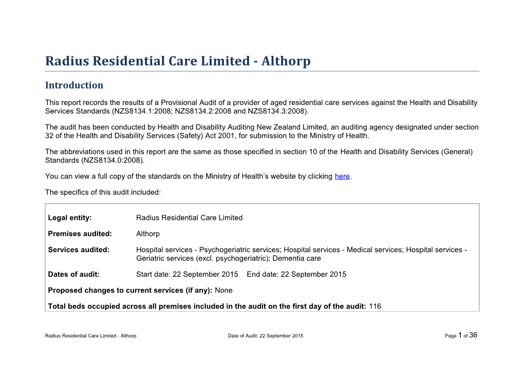 Radius Residential Care Limited - Althorp