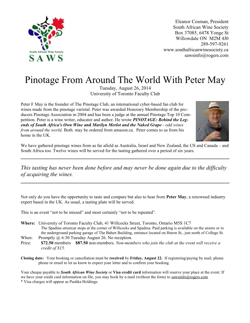 Pinotage from Around the World with Peter May