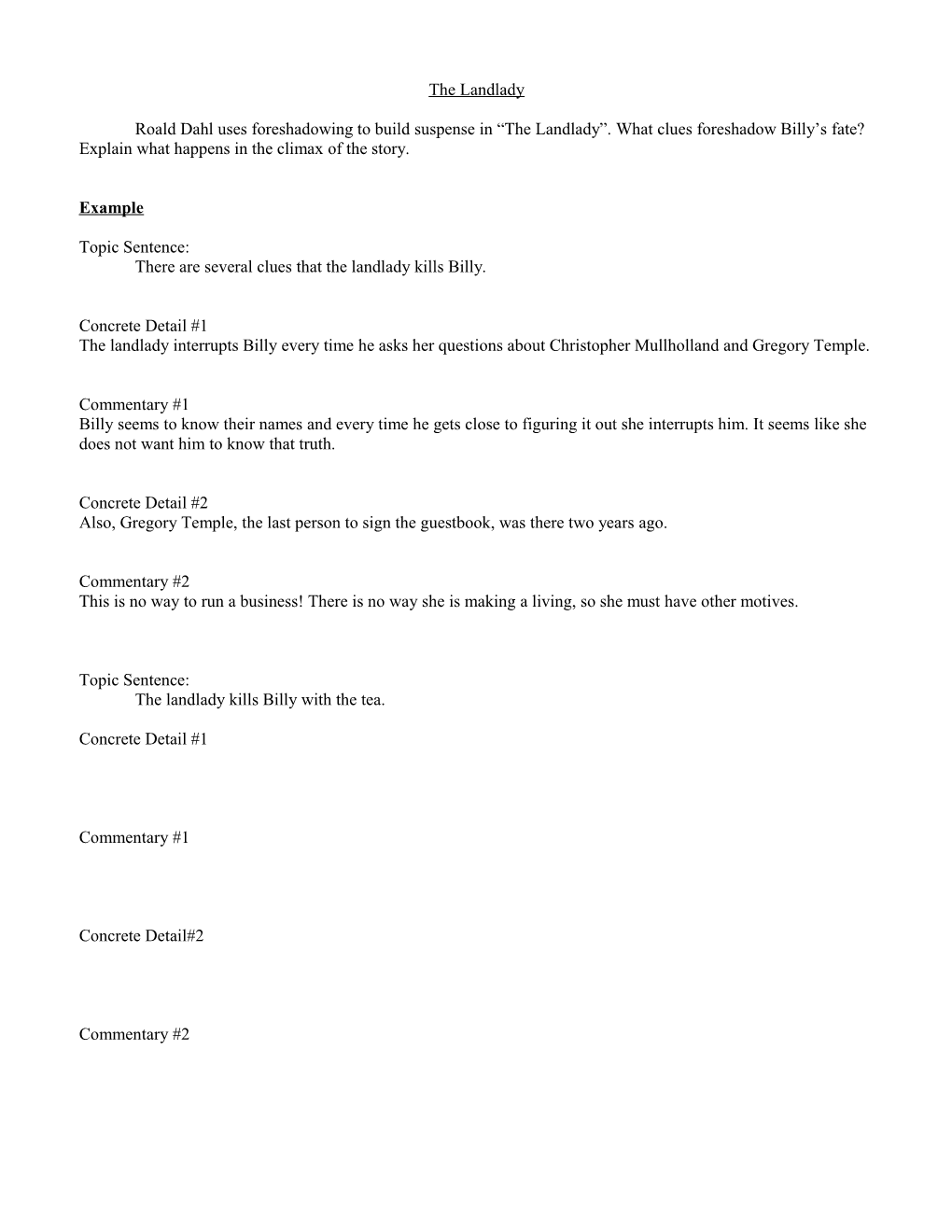 English As A Second Language Essay The Landlady Essay Rubric Essay On My Mother In English also Where Is A Thesis Statement In An Essay The Landlady Essay Rubric Docsbay Science Essay Topics